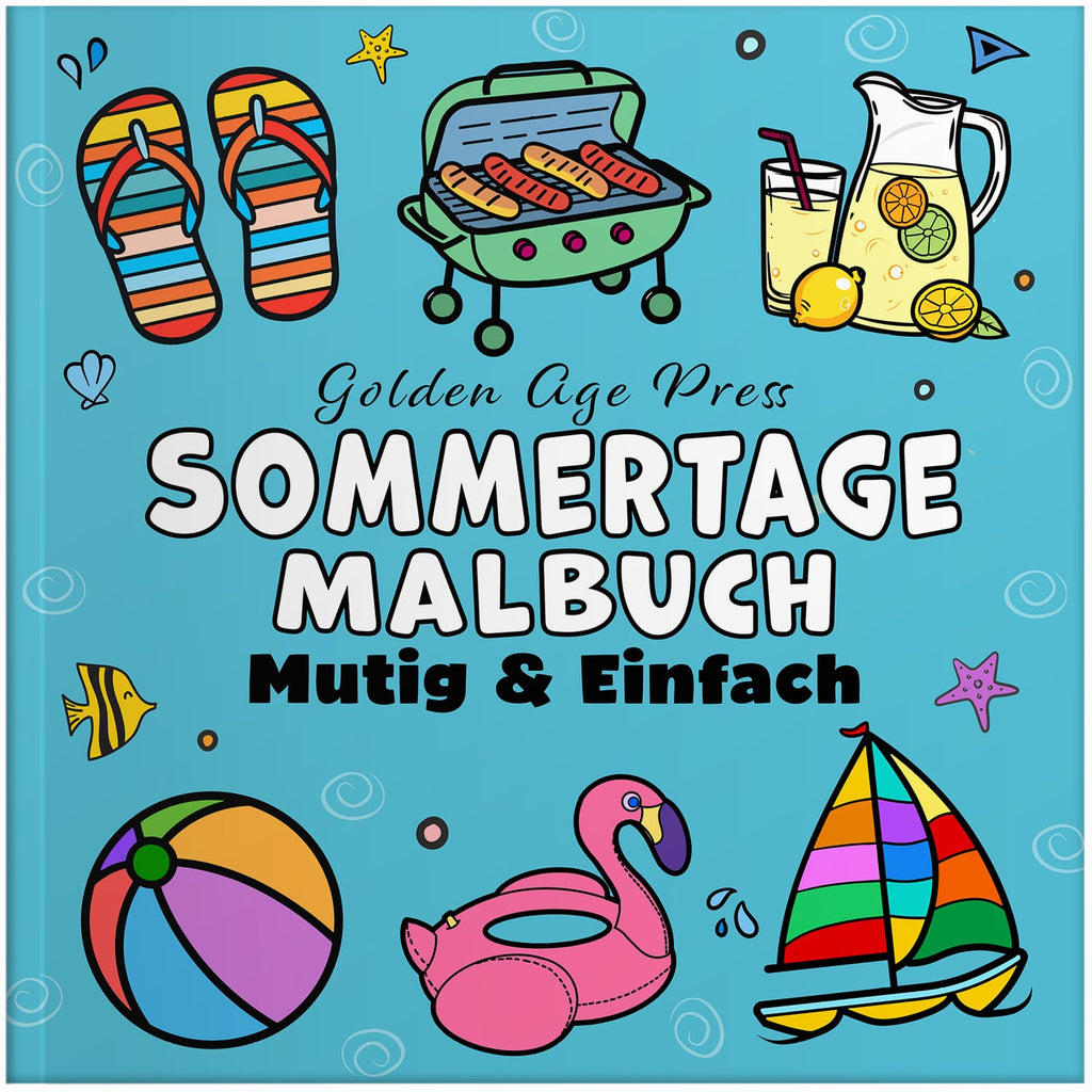 Sommer kräftig und einfach Malbuch großer Druck Ausmalseiten für Erwachsene Strandurlaub