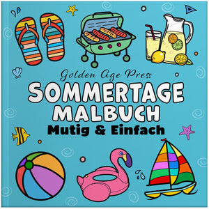 Sommer kräftig und einfach Malbuch großer Druck Ausmalseiten für Erwachsene Strandurlaub