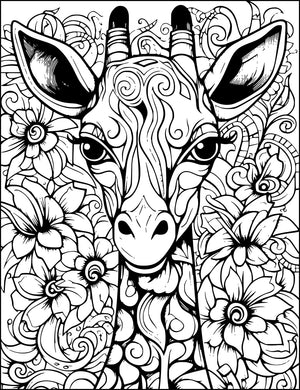 giraffe mandala zentangle and zen doodle style from animals and flowers adult coloring book