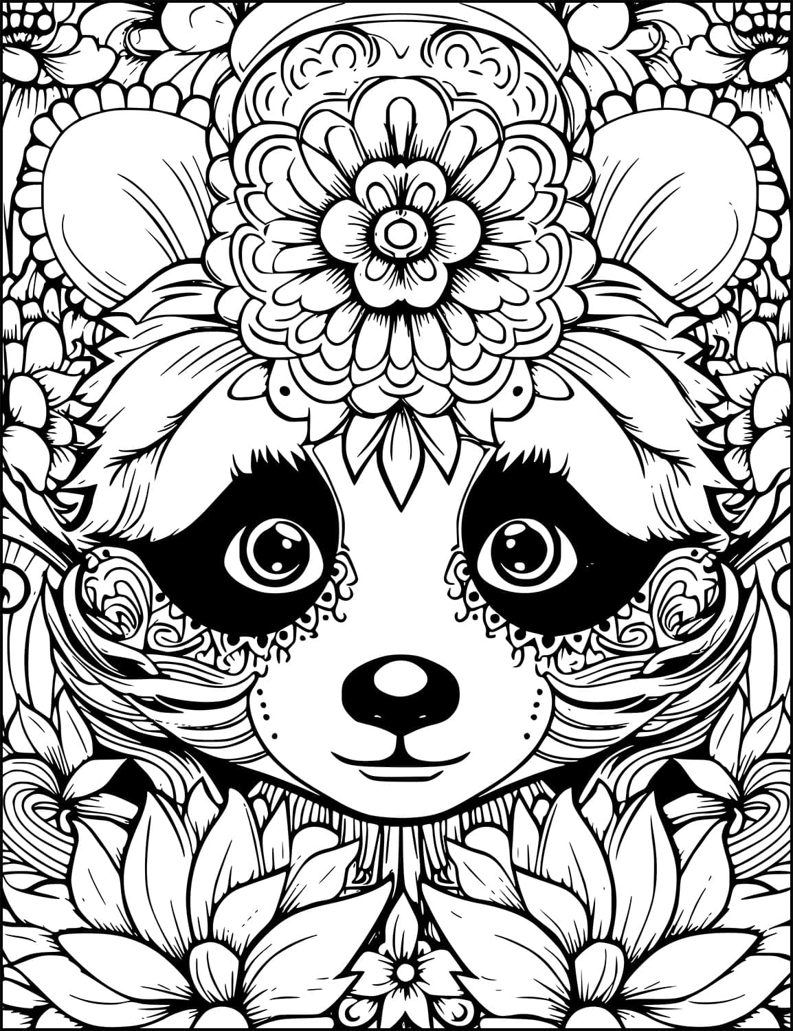 panda mandala zentangle and zen doodle style from animals and flowers adult coloring book 