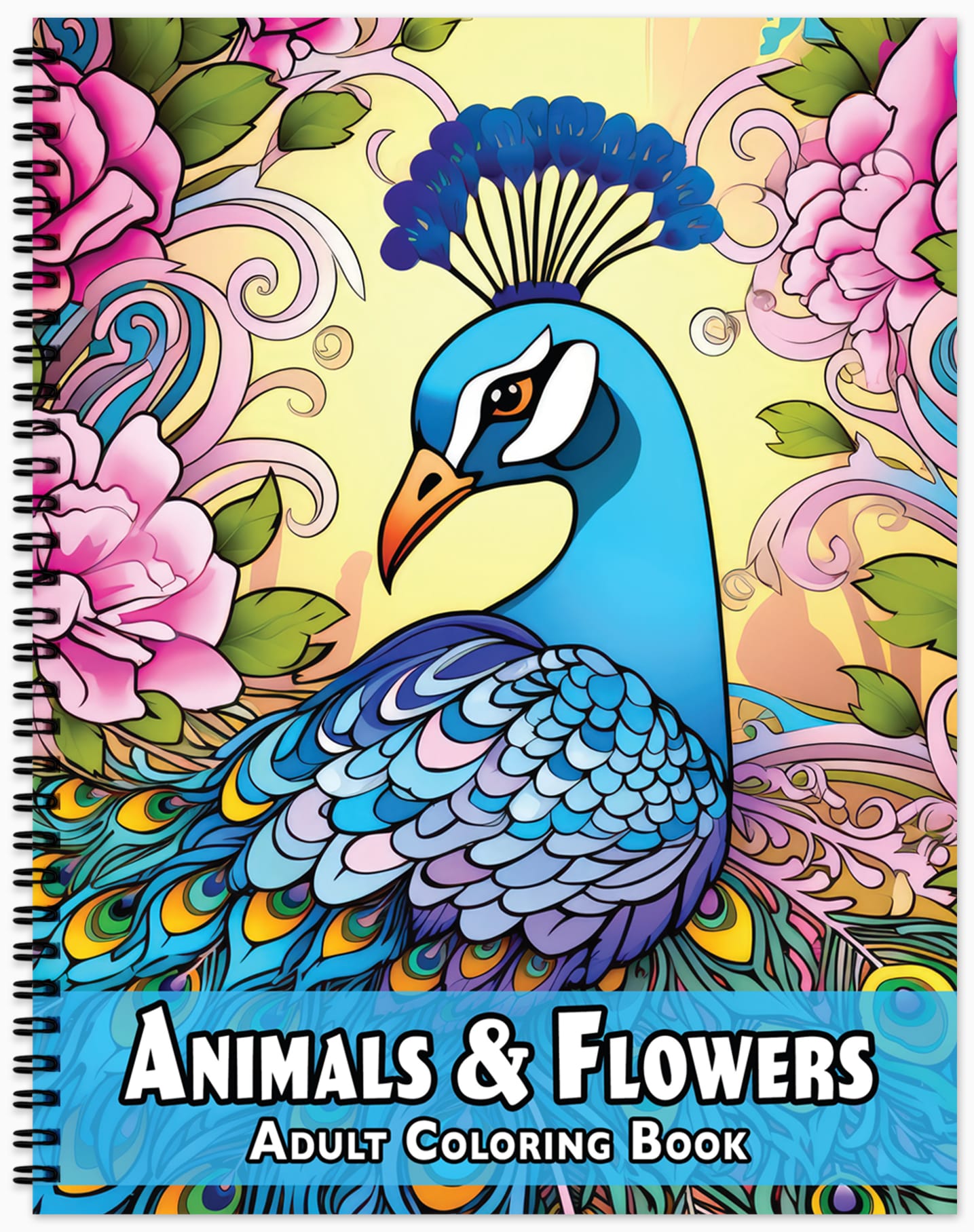 spiral bound mandala zentangle and zen doodle style animals and flowers adult coloring book