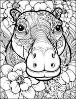 hippo mandala zentangle and zen doodle style from animals and flowers adult coloring book