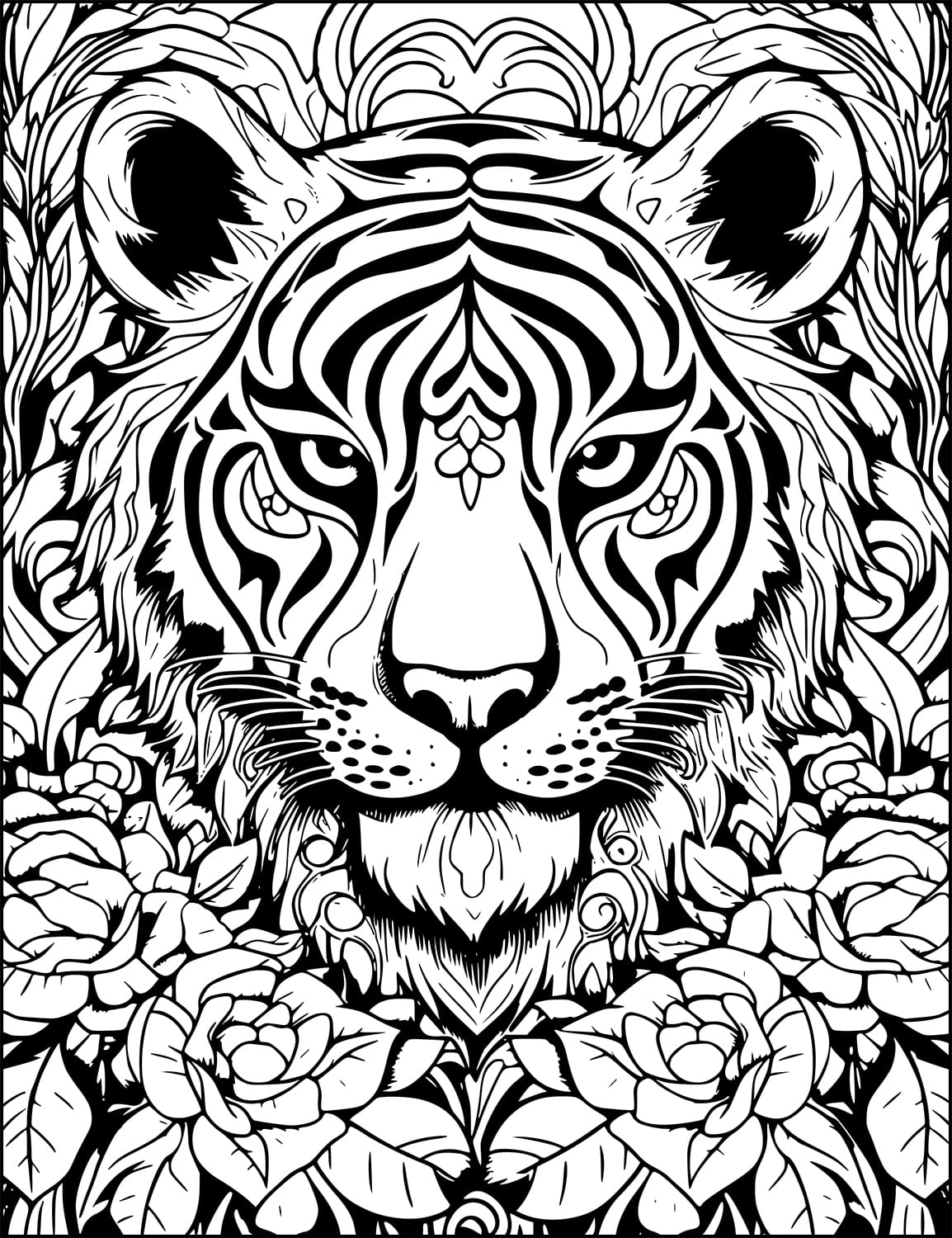 tiger mandala zentangle and zen doodle style from animals and flowers adult coloring book