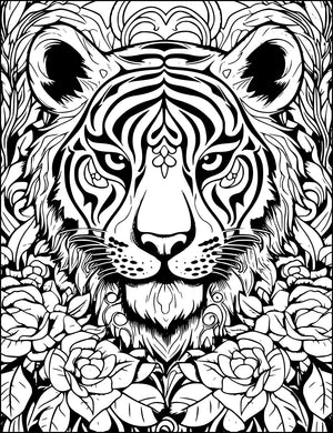 tiger mandala zentangle and zen doodle style from animals and flowers adult coloring book