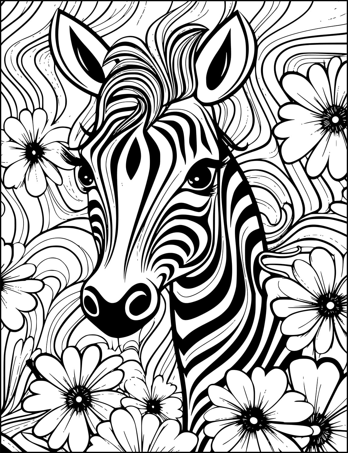 zebra mandala zentangle and zen doodle style from animals and flowers adult coloring book