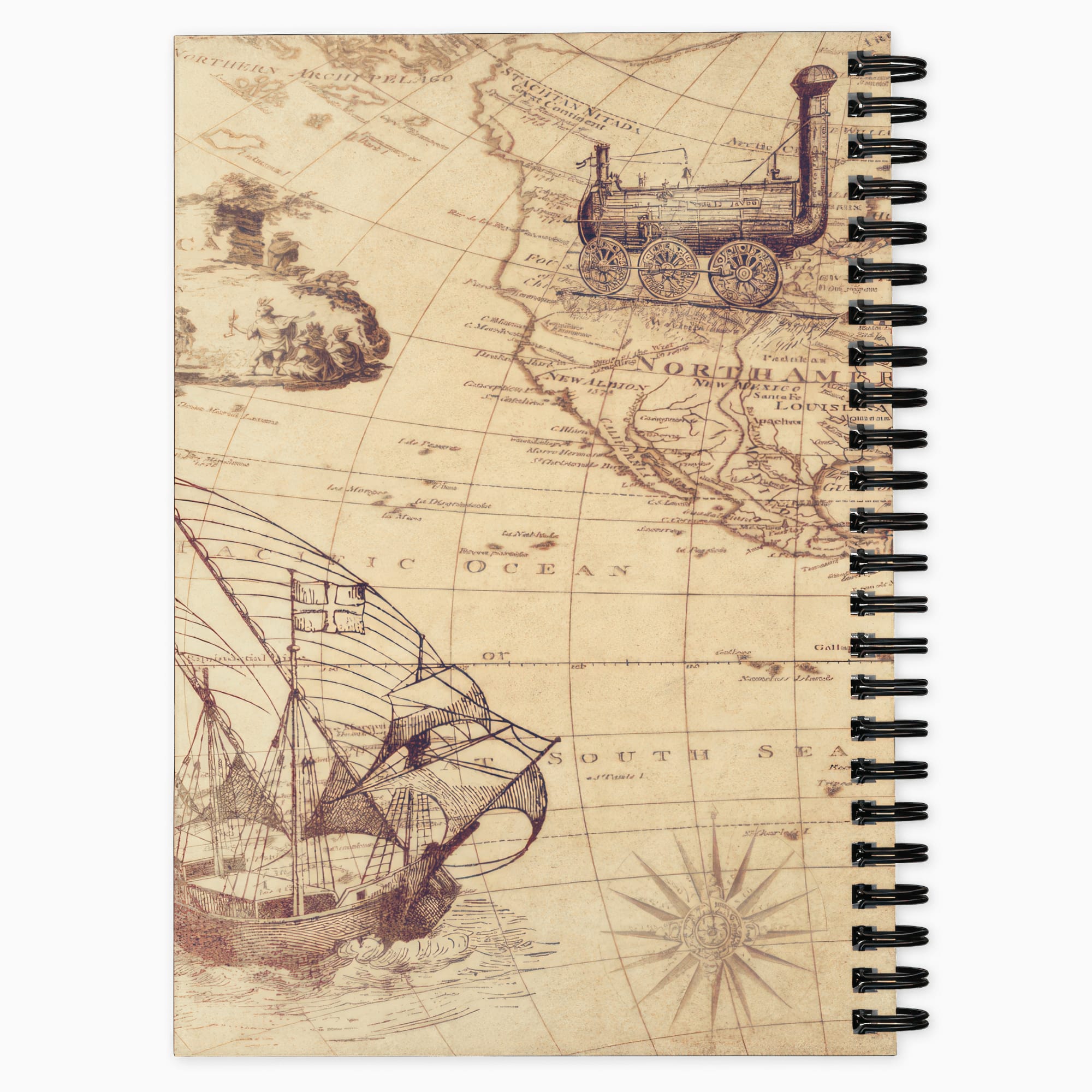 antique map spiral notebook unique gift cartography ancient world maps writing journal lined and blank
