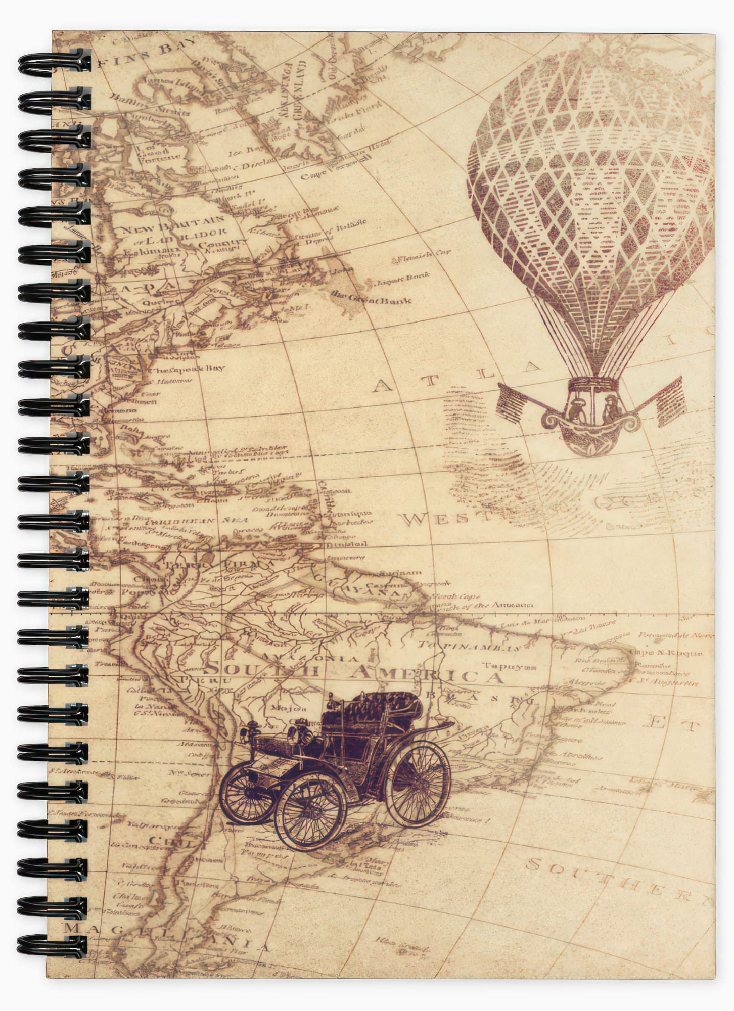 antique map vintage spiral-notebook cartography ancient world maps writing journal lined blank unique gift