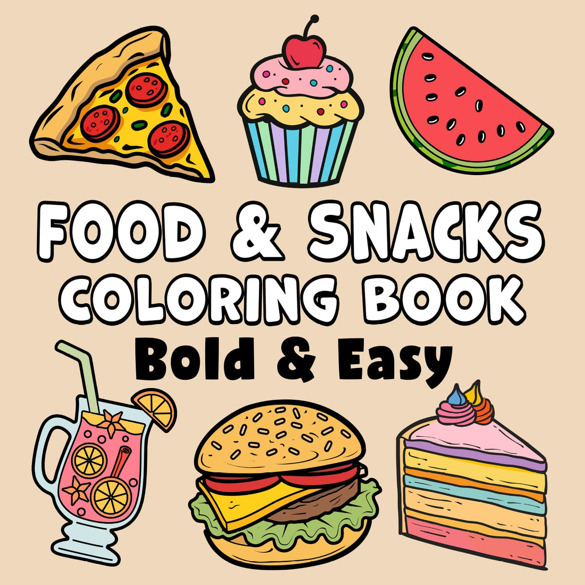 Food snacks bold easy coloring book golden age press