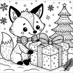 christmas animals coloring book for kids children colouring pages Xmas holiday winter rainy day activities color sheets fox with present