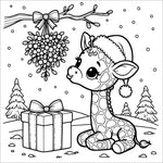 christmas animals coloring book for kids children colouring pages Xmas holiday winter rainy day activities color sheets baby giraffe with gift