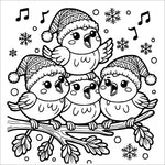 christmas animals coloring book for kids children colouring pages Xmas holiday winter rainy day activities color sheets baby birds singing carols