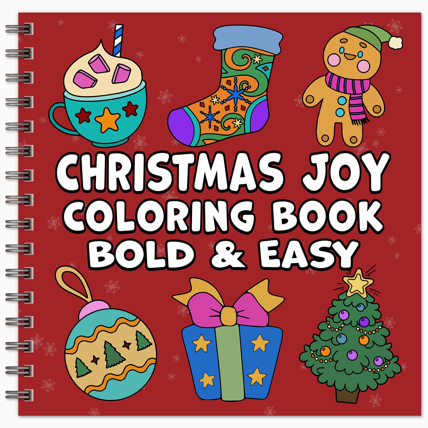 spiral bound christmas joy bold and easy coloring book xmas simple large print colouring pages for adults kids and seniors winter hygge holiday home