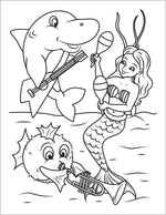 mermaid coloring book for kids undersea band of musicians shark and blowfish
