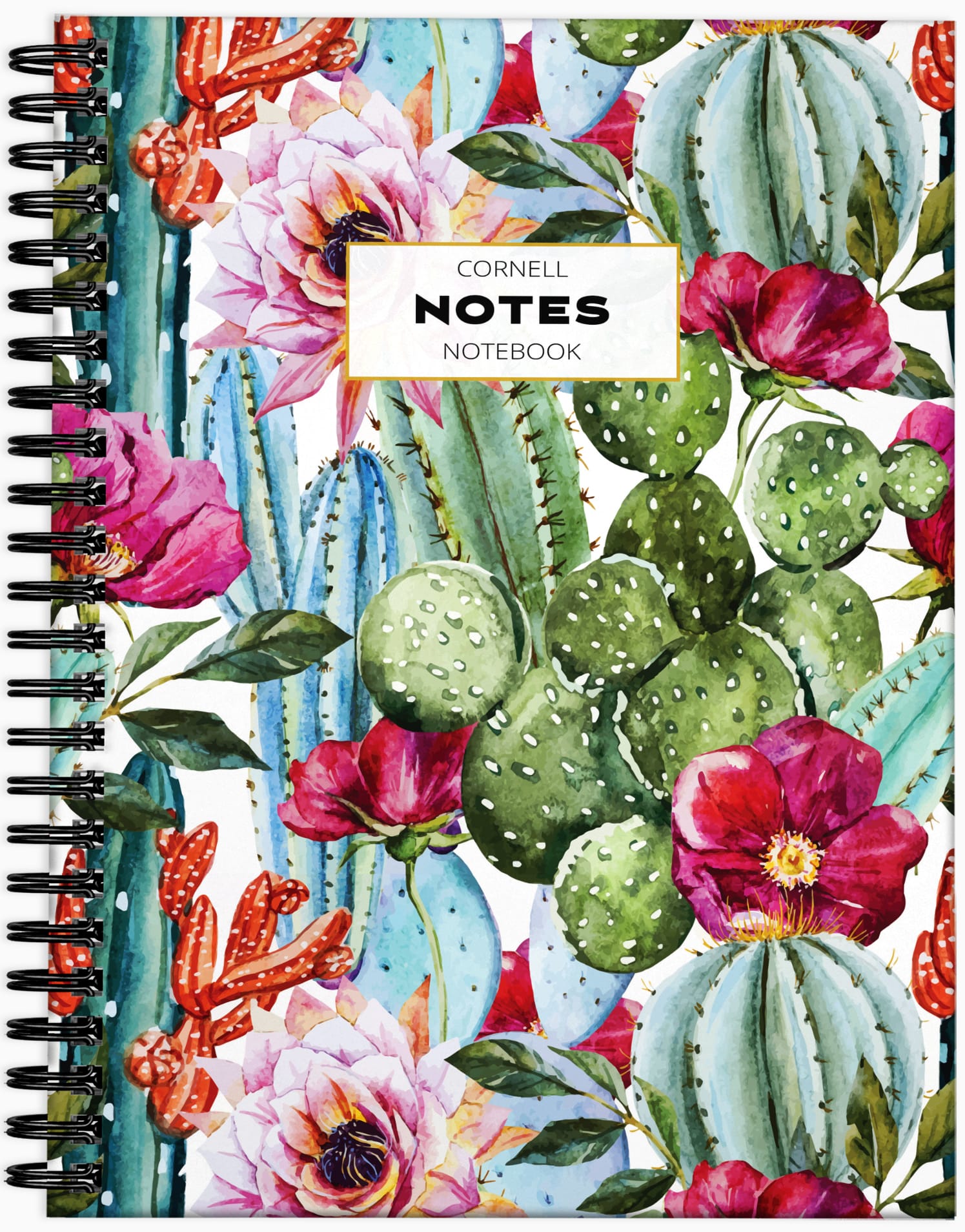 cornell notes method note taking lab notebook college lecture notes study system student university back to school supplies spiral bound cactus and succulents