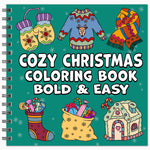 spiral bound cozy christmas bold and easy coloring book xmas simple large print colouring pages for adults kids and seniors winter hygge holiday home
