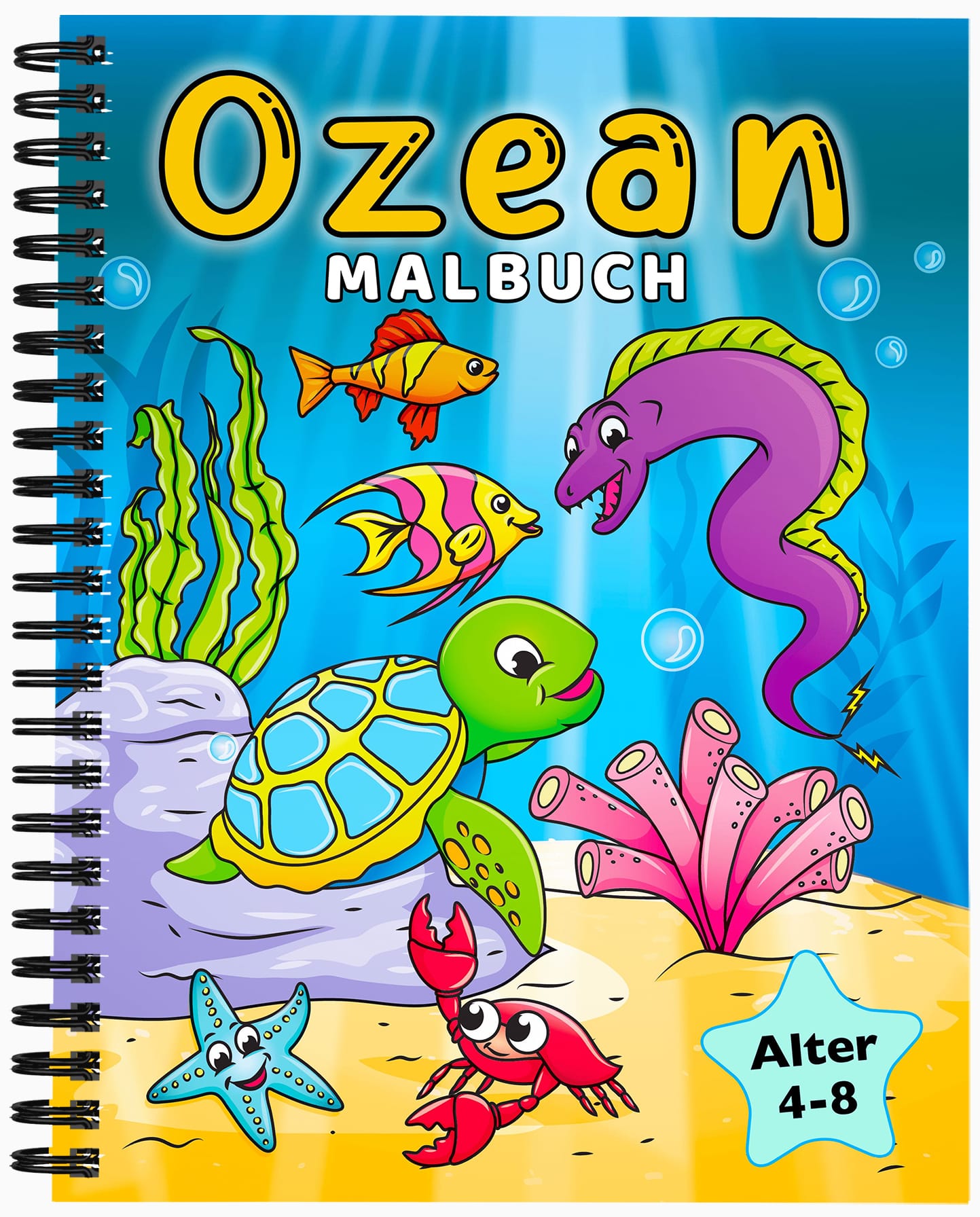 ozean tiere malbuch für kinder ausmalbilder unterwasser meer kreaturen spiralbindung