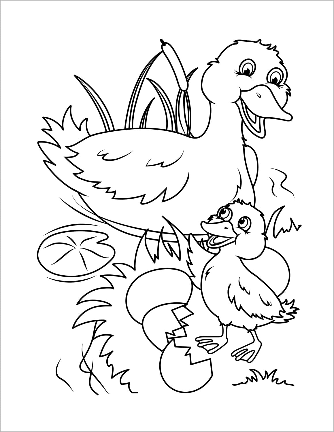 easter colouring book for children spring duckling and mama duck