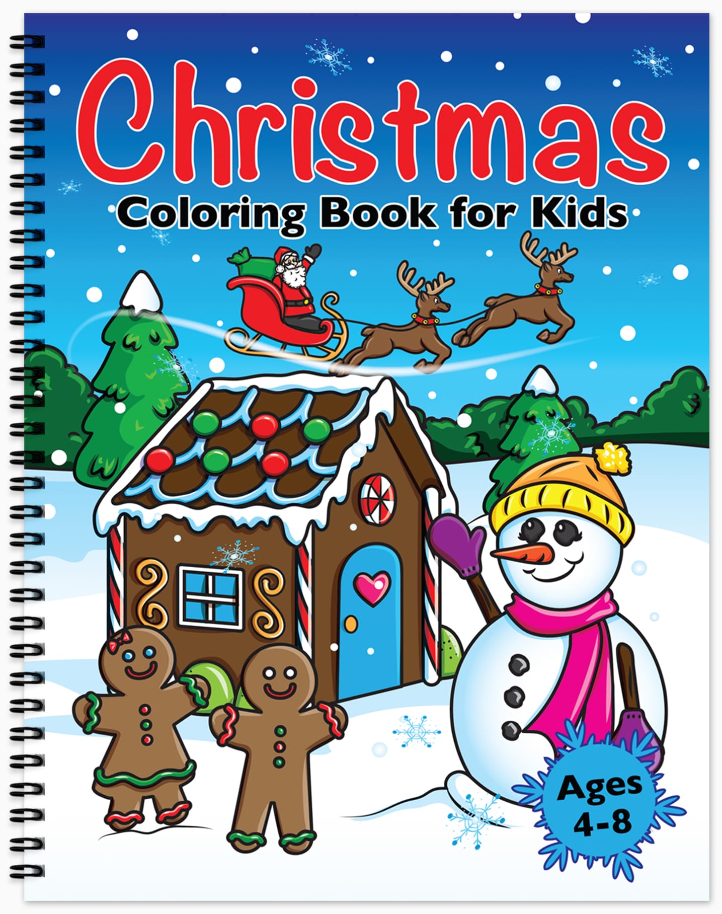 spiral bound christmas coloring book for kids XMAS winter holiday colouring pages