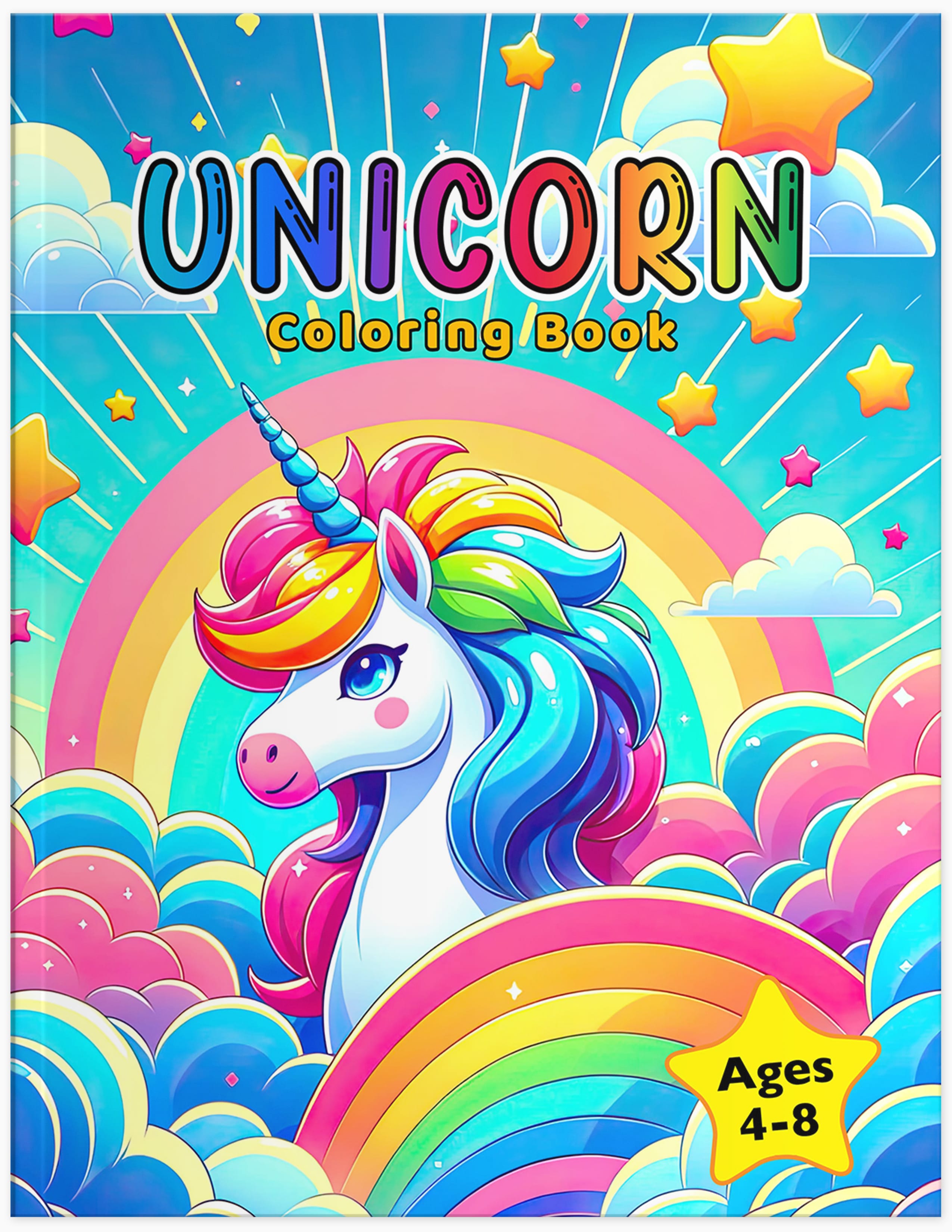 unicorn animals coloring book for kids children colouring pages horned winged horses rainy day activities color sheets paperback
