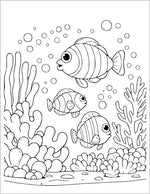 ozean tiere malbuch für kinder ausmalbilder unterwasser meer kreaturen fisch