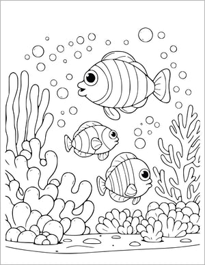 ozean tiere malbuch für kinder ausmalbilder unterwasser meer kreaturen fisch