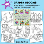 garden spring flowers bold and easy coloring book for adults large print colouring pages for kids teens and beginners easter holiday floral gardening nature theme printable coloring sheets pdf