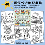 spring and easter bold and easy coloring book large print simple colouring pages for adults teens seniors and beginners digital download pdf coloring sheets
