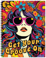groovy retro adult coloring book 1970's hippie boho chic colouring pages for teens rainy day activities 1960's coloring sheets spiral bound