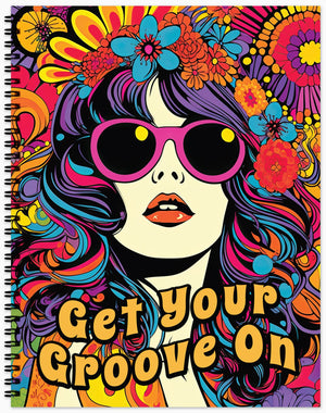 groovy retro adult coloring book 1970's hippie boho chic colouring pages for teens rainy day activities 1960's coloring sheets spiral bound