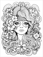 groovy retro adult coloring book 1970's hippie boho girl chic colouring pages for teens rainy day activities 1960's coloring sheets printable download pdf