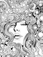 girl patterns groovy retro adult coloring book 1970's hippie boho chic colouring pages for teens rainy day activities 1960's coloring sheets printable download pdf