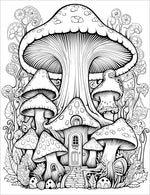 mushroom trippy pattern groovy retro adult coloring book 1970's hippie boho chic colouring pages for teens rainy day activities 1960's coloring sheets printable download pdf