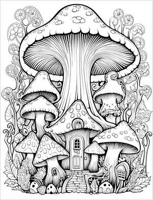 mushroom trippy pattern groovy retro adult coloring book 1970's hippie boho chic colouring pages for teens rainy day activities 1960's coloring sheets printable download pdf
