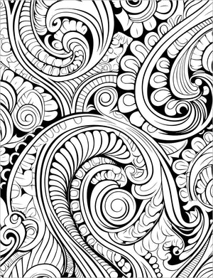 paisley pattern groovy retro adult coloring book 1970's hippie boho chic colouring pages for teens rainy day activities 1960's coloring sheets printable download pdf 