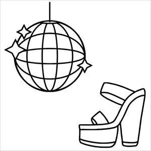 groovy vibes retro bold and easy coloring book large print colouring pages disco ball and platform heels