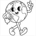 groovy vibes retro bold and easy coloring book large print colouring pages earth cartoon