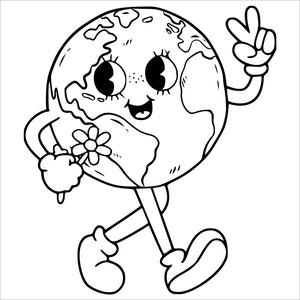groovy vibes retro bold and easy coloring book large print colouring pages earth cartoon