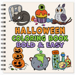 spiral bound halloween bold and easy coloring book simple large print colouring pages for adults kids and seniors