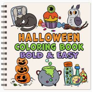 spiral bound halloween bold and easy coloring book simple large print colouring pages for adults kids and seniors