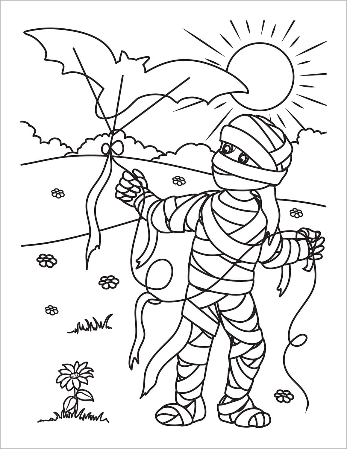 halloween coloring book for kids spooky colouring pages mummy flying a kite