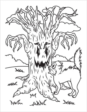 halloween coloring book for kids spooky colouring pages cat and evil tree