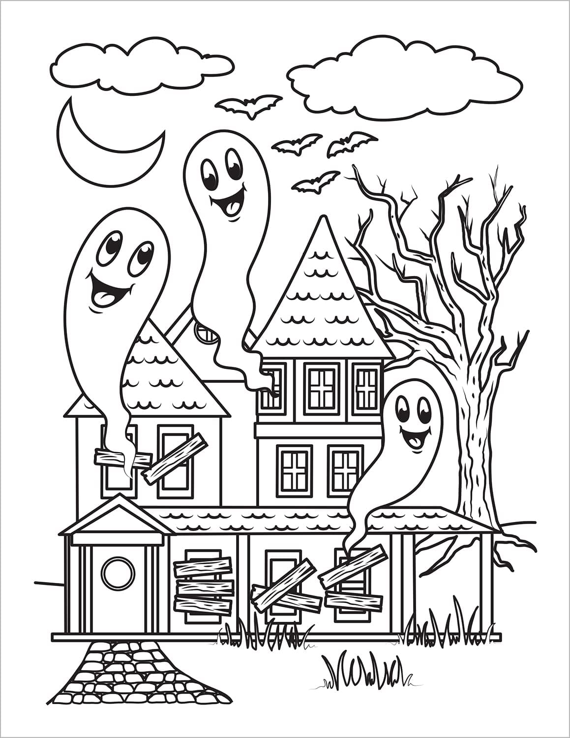 halloween coloring book for kids spooky colouring pages haunted house with ghosts