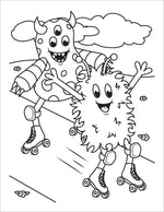 halloween coloring book for kids spooky colouring pages monsters roller skating