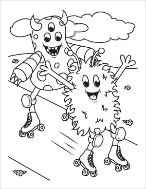 halloween coloring book for kids spooky colouring pages monsters roller skating