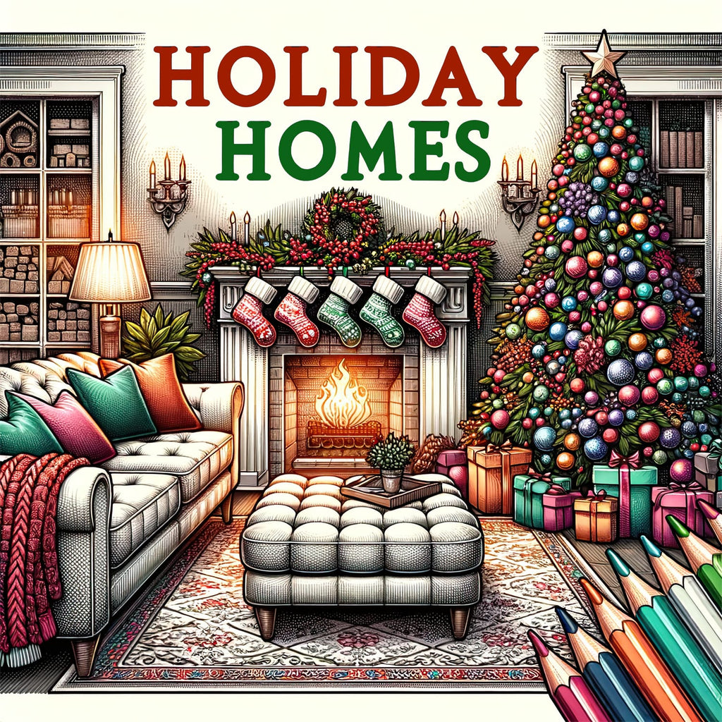 holiday homes christmas coloring book for adults