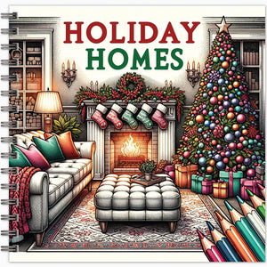 holiday homes christmas adult coloring book spiral bound colouring pages winter holiday hygge