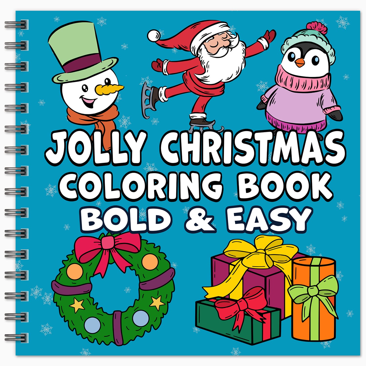 spiral bound jolly christmas bold and easy coloring book xmas simple large print colouring pages for adults kids and seniors winter hygge holiday home