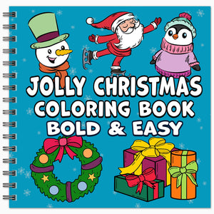 spiral bound jolly christmas bold and easy coloring book xmas simple large print colouring pages for adults kids and seniors winter hygge holiday home