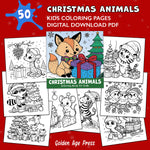christmas animals coloring book for kids children colouring pages Xmas holiday winter rainy day activities color sheets printable download pdf