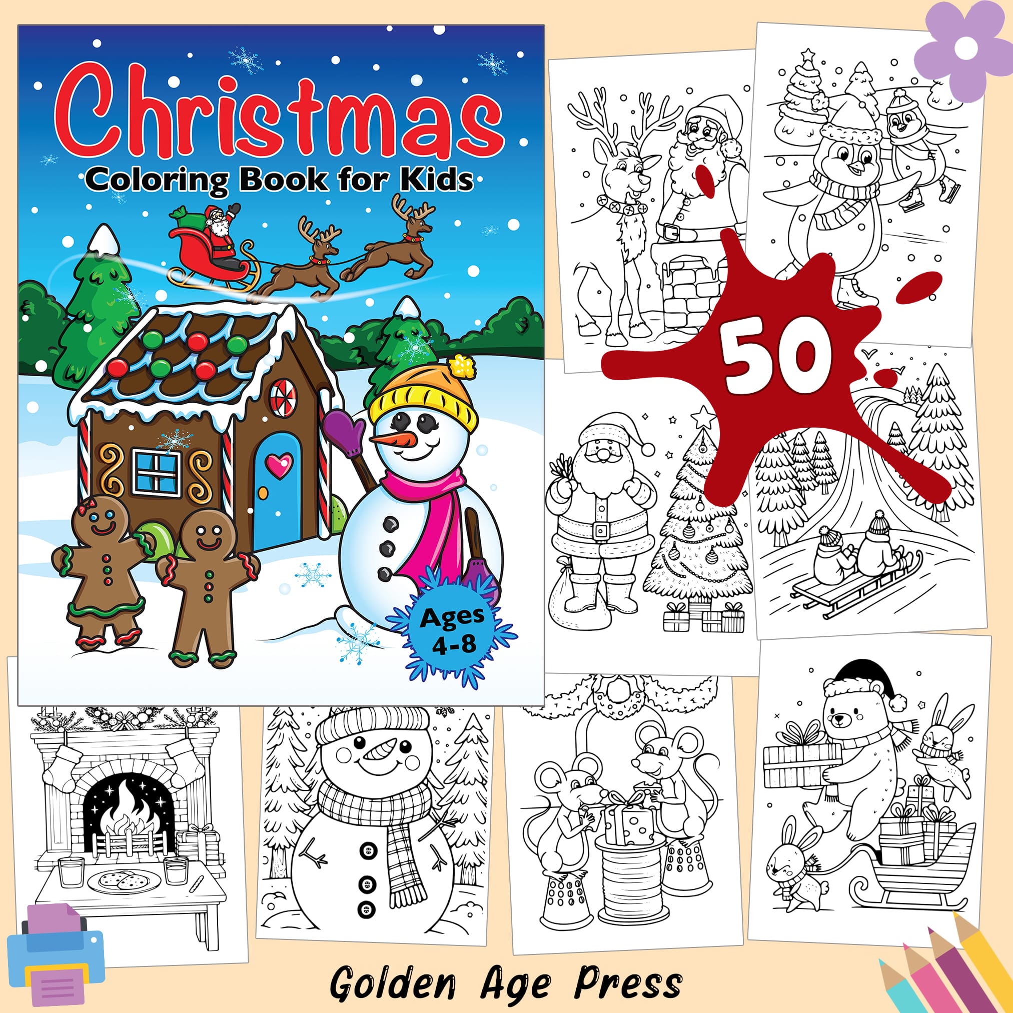 Christmas Coloring Book for Kids Ages 4-8